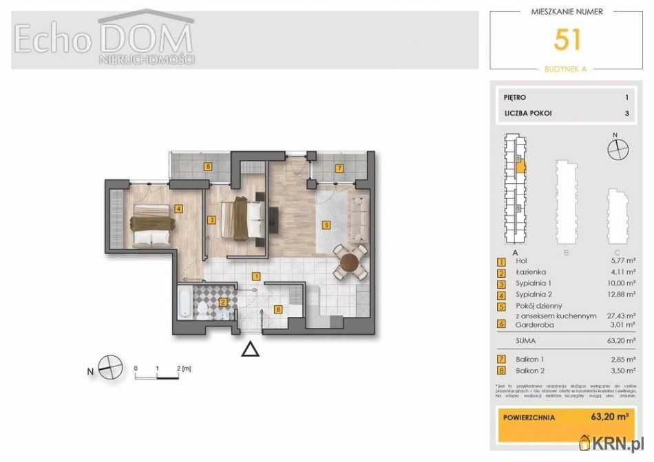 Kraków - Spacerowa - 63.20m2 - 