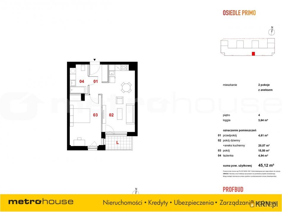 Łódź - Rewolucji 1905 r. - 45.12m2 - 