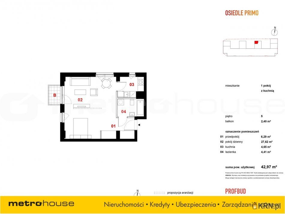 Łódź - Rewolucji 1905 r. - 42.97m2 - 