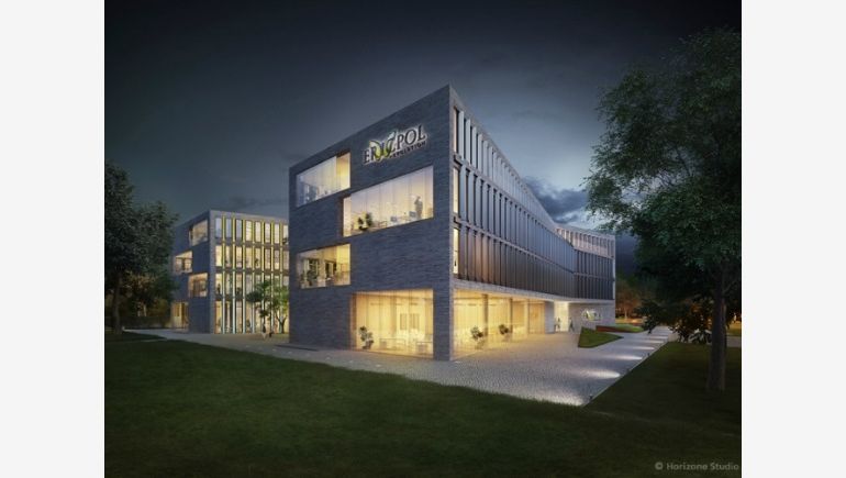 A computer rendering of Ericpol's office building in Łódź